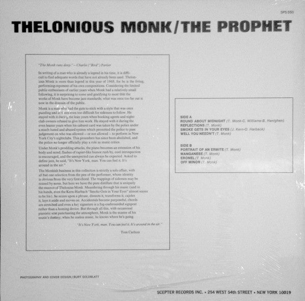 Thelonious Monk : The Prophet (LP, Album, RE)
