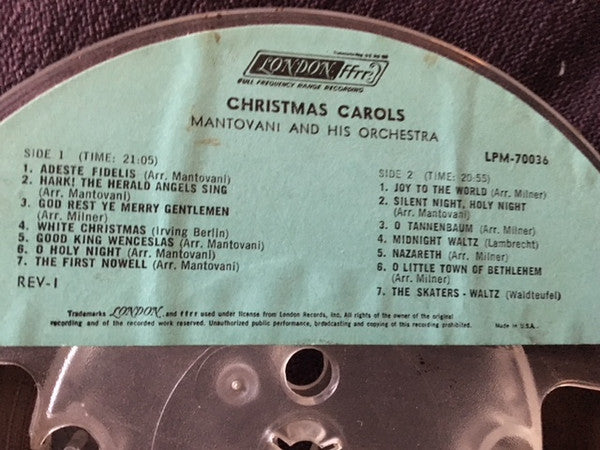 Mantovani And His Orchestra : Christmas Carols (Reel, 4tr Stereo, 7" Reel)