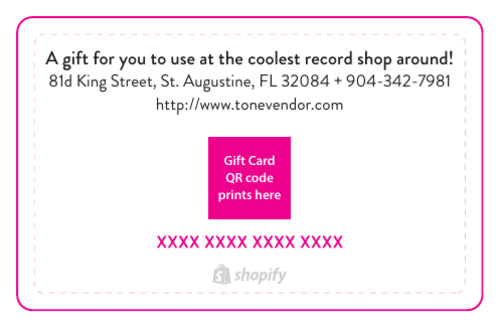 Tonevendor Gift Card
