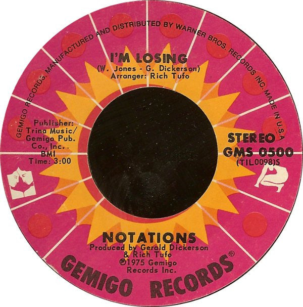 Notations* : Think Before You Stop / I'm Losing (7", Single, Styrene)