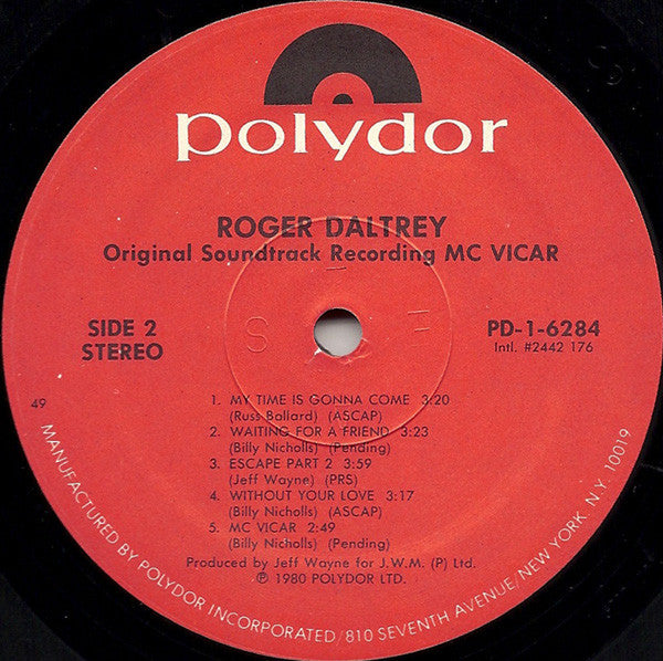 Roger Daltrey : McVicar (Original Soundtrack Recording) (LP, Album, 49 )