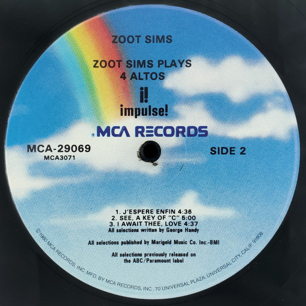 Zoot Sims : Zoot Sims Plays Four Altos (LP, Album, Mono, RE, Glo)