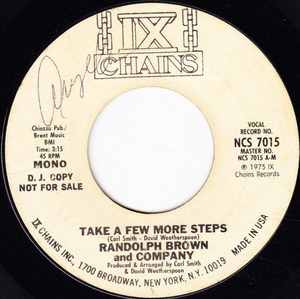 Randolph Brown & Co : Take A Few More Steps (7", Promo)