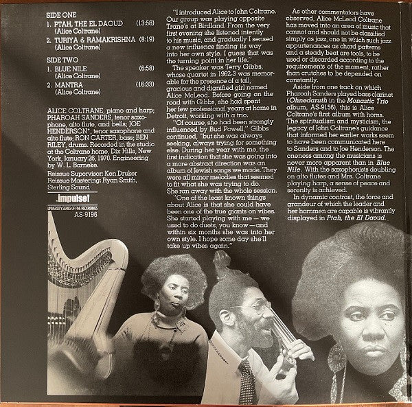 Alice Coltrane Featuring Pharoah Sanders And Joe Henderson : Ptah, The El Daoud (LP, Album, RE, RM, 180)