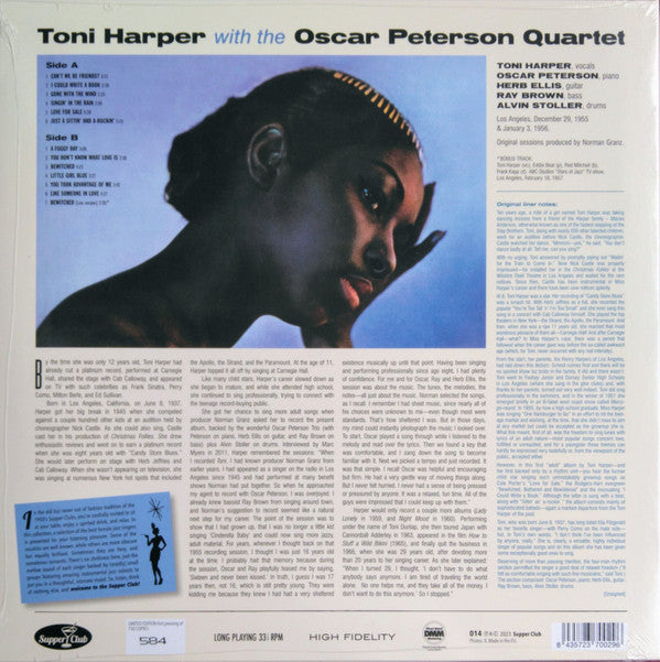 Toni Harper With The Oscar Peterson Quartet : Toni (LP, Album, Ltd, Num, RE)