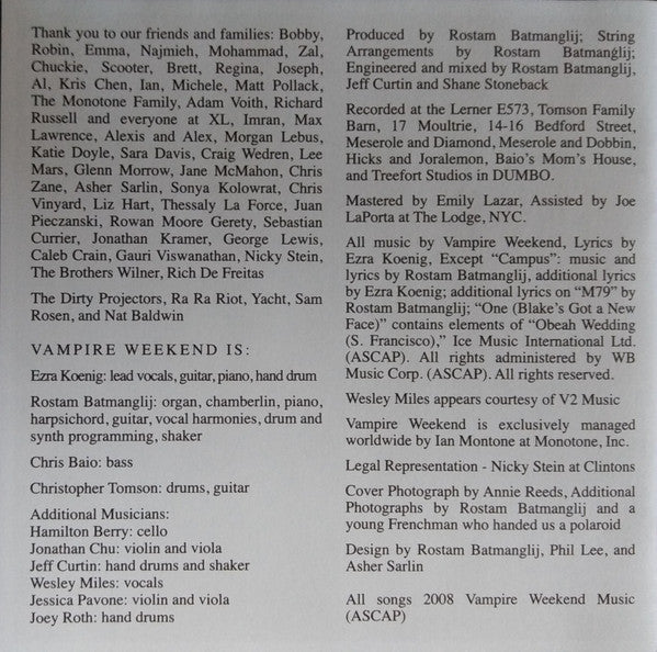 Vampire Weekend : Vampire Weekend (CD, Album, RE, RP, arv)