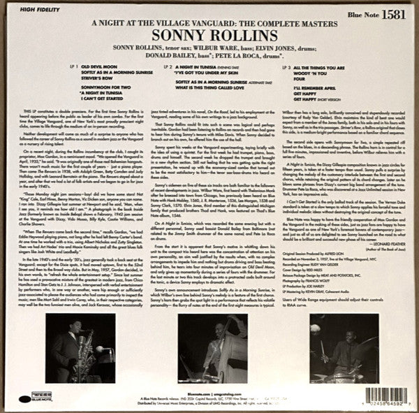 Sonny Rollins : A Night At The Village Vanguard: The Complete Masters (3xLP, Comp, Mono, RE, 180)