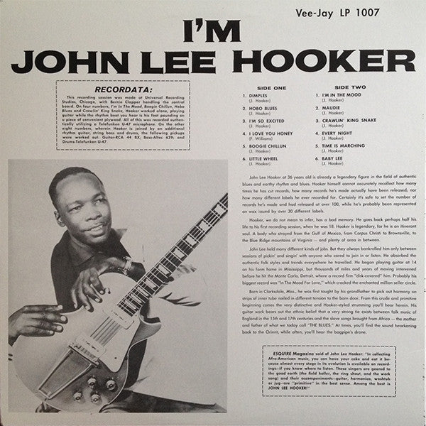 John Lee Hooker : I'm John Lee Hooker (LP, Album, RE)