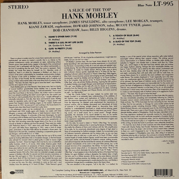 Hank Mobley : A Slice Of The Top (LP, Album, RE, 180)