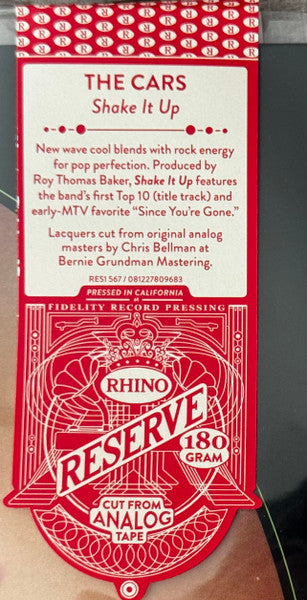 The Cars : Shake It Up (LP, Album, RE, RM, Rhi)