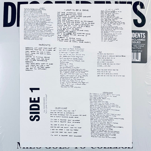 Descendents : Milo Goes To College (LP, Album, RE, RM, Gre)