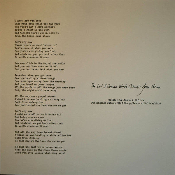 Jason Molina / MJ Lenderman : The Last 3 Human Words (Demo) / Just Be Simple (Songs: Ohia Cover) (7", Single)