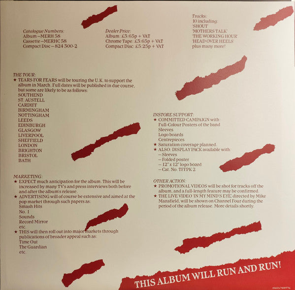 Tears For Fears : Songs From The Big Chair (LP, Album, RE + LP + RM, Red)