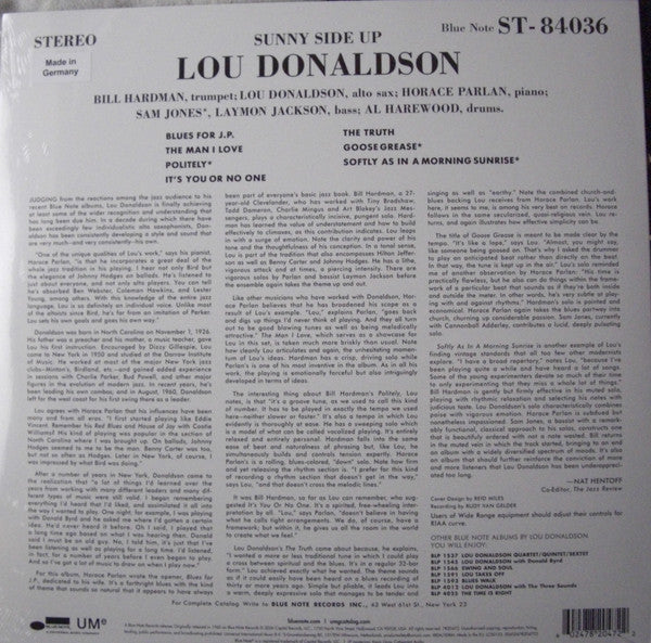 Lou Donaldson : Sunny Side Up (LP, Album, RE, 180)