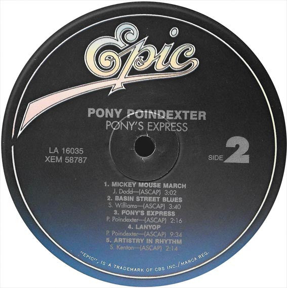 Pony Poindexter : Pony's Express (LP, Album, Mono, RE)