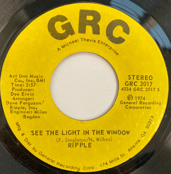 Ripple : A Funky Song (7", Single, Styrene)