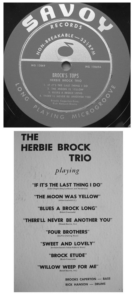 The Herbie Brock Trio : Brock's Tops (LP, Album, Mono)