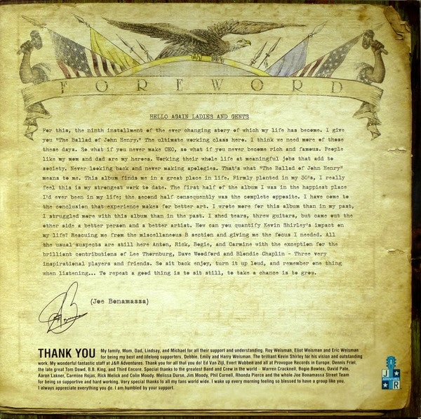 Joe Bonamassa : The Ballad Of John Henry (2xLP, Album, RE, Gat)