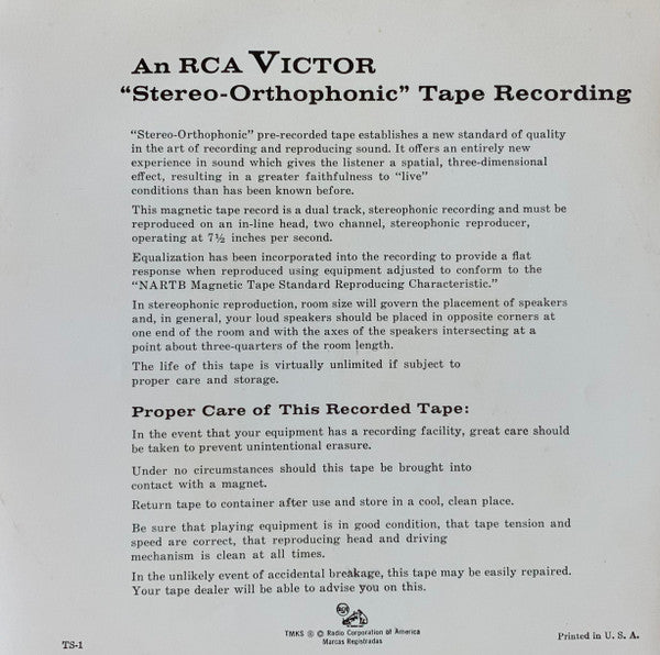Tchaikovsky* - Van Cliburn, Kiril Kondrashin : Concerto No. 1 (Reel, 2tr Stereo, 7" Reel)