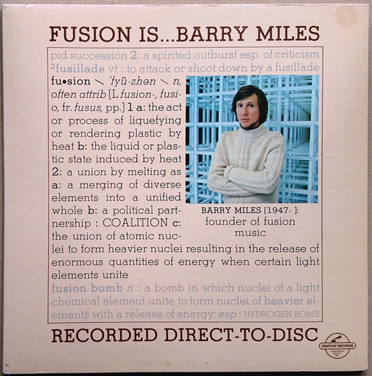Barry Miles : Fusion Is... (LP, Album, Ltd, Dir)
