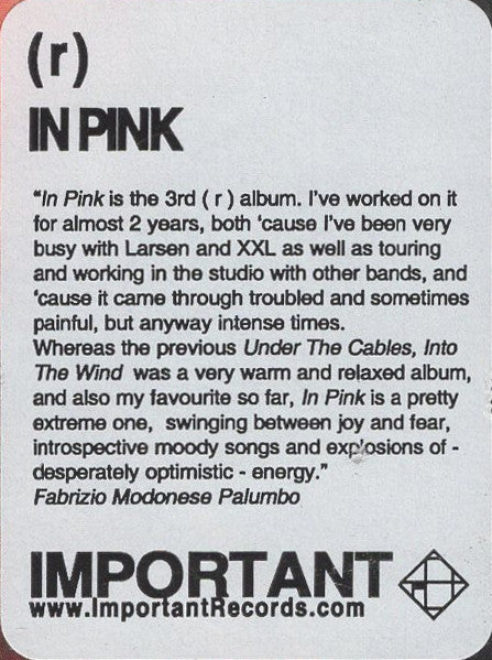 (r) : In Pink (CD, Album)
