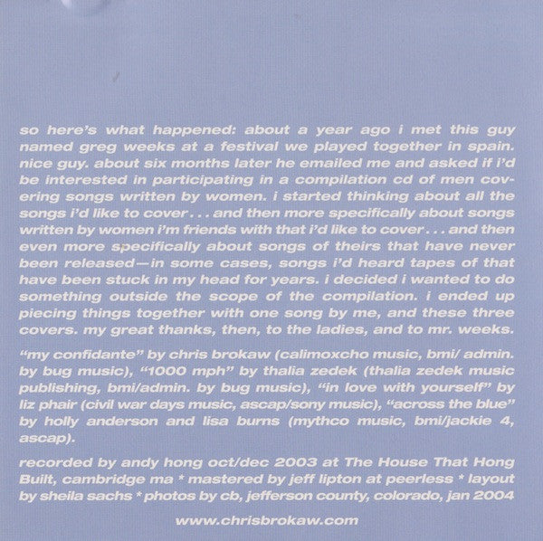 Chris Brokaw : My Confidante + 3 (CD, EP)