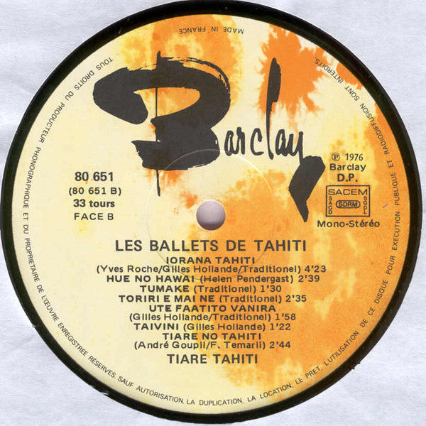 Tiare Tahiti : Les Grands Ballets De Tahiti (LP, Album)