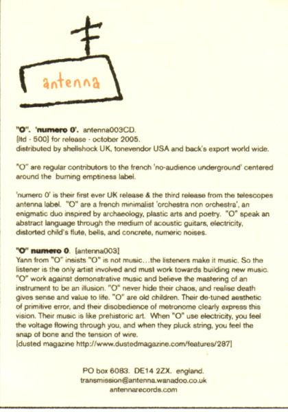 "O" (2) : Numéro 0 (CDr, Album, Enh, Promo)