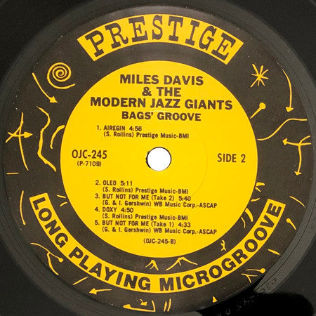 Miles Davis : Bags Groove (LP, Album, Mono, RE)