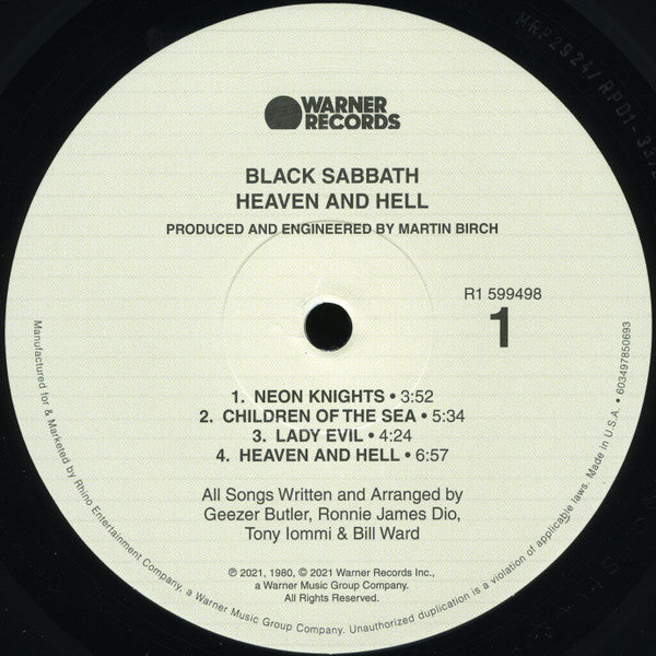 Black Sabbath : Heaven And Hell (LP, Album, RE, RM + LP, Mono)