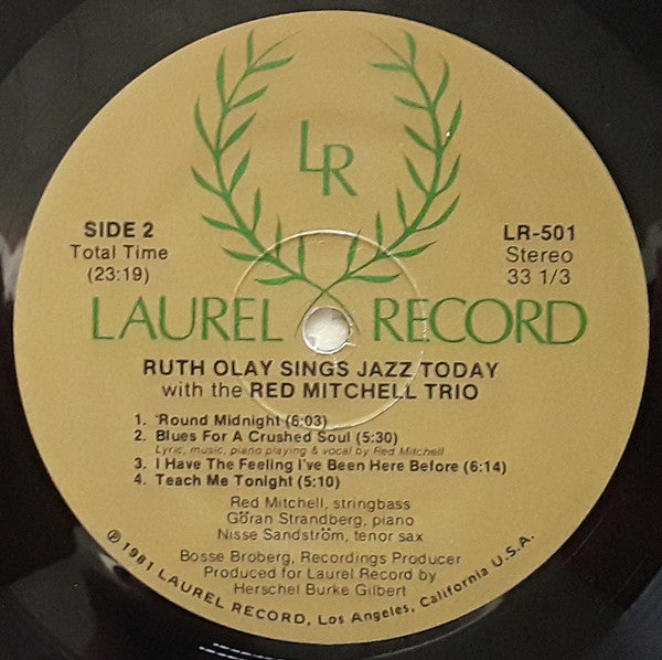 Ruth Olay With The Red Mitchell Trio : Sings Jazz Today (LP)
