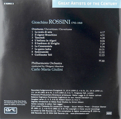 Rossini* – Carlo Maria Giulini, Philharmonia Orchestra : Overtures (CD, Comp, RM)