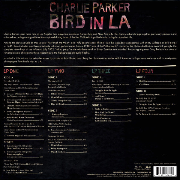 Charlie Parker : Bird In LA (Box, RSD + 4xLP)
