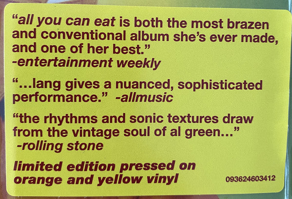 k.d. lang : All You Can Eat (LP, Album, Ora)