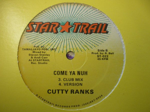 Cutty Ranks : From Mi Heart (Come Ya Nuh) (12")