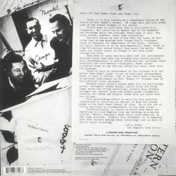 Chet Baker : Chet Baker Sings And Plays (LP,Album,Reissue,Mono)