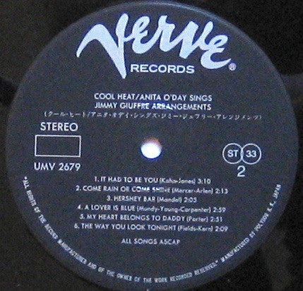 Anita O'Day Sings Arrangements By Jimmy Giuffre : Cool Heat (LP, Album, RE)
