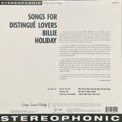 Billie Holiday : Songs For Distingué Lovers (LP,Album,Reissue,Remastered,Repress)