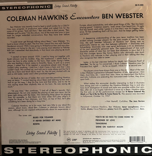 Coleman Hawkins Encounters Ben Webster : Coleman Hawkins Encounters Ben Webster (LP, Album, RE, RP, 180)