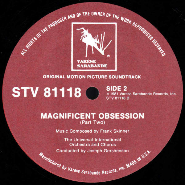The Universal-International Orchestra Under The Direction Of Joseph Gershenson Music Composed By Frank Skinner (2) : Magnificent Obsession (Original Motion Picture Soundtrack) (LP, Album, RE)
