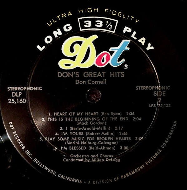 Don Cornell : Don's Great Hits (LP, Comp)