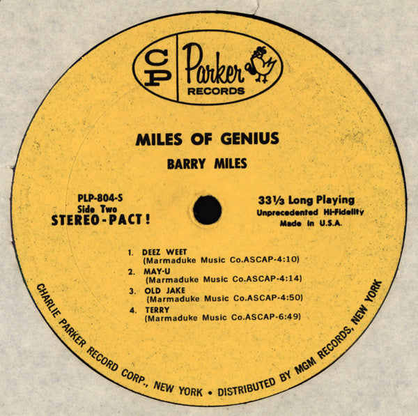Barry Miles : Miles Of Genius (LP, Album, RE)