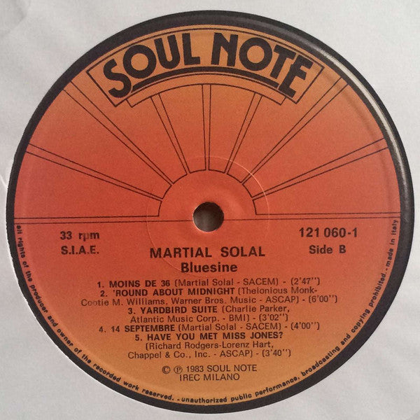Martial Solal : Bluesine (LP, Album, RE)
