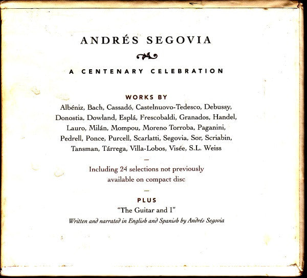 Andrés Segovia : A Centenary Celebration (Box + 4xCD, Album, Comp)
