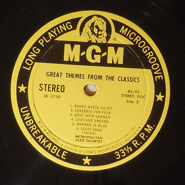 Metropolitan Jazz Quartet : Plays The Great Themes From The Classics (LP, Album)