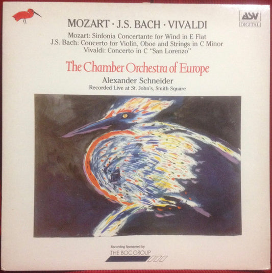 Wolfgang Amadeus Mozart, Johann Sebastian Bach, Antonio Vivaldi, The Chamber Orchestra Of Europe, Alexander Schneider : Sinfonia Concertante For Wind In E. Flat /  Concerto For Violin, Oboe And Strings In C Minor / Concerto In C 'San Lorenzo' (LP)