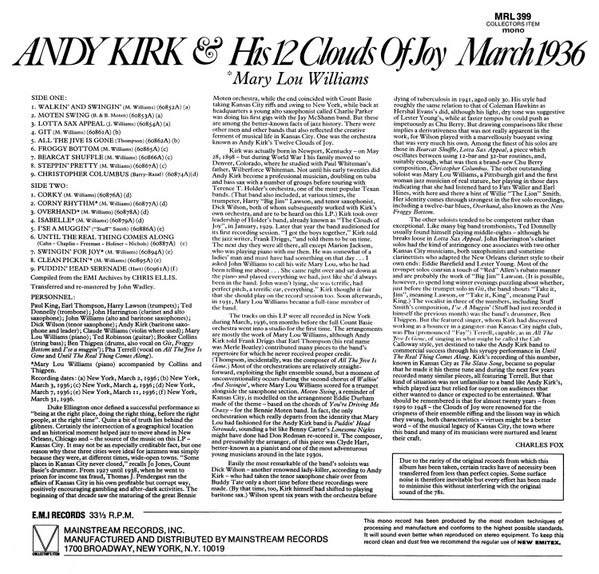 Andy Kirk And His Clouds Of Joy : Andy Kirk & His 12 Clouds Of Joy - March 1936 (LP, Album, Comp, Mono, Promo)