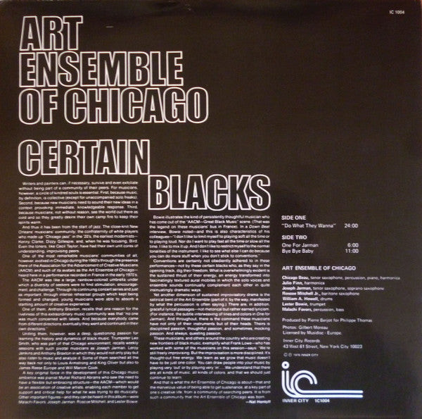 The Art Ensemble Of Chicago : Certain Blacks (LP, Album, RE, Vio)