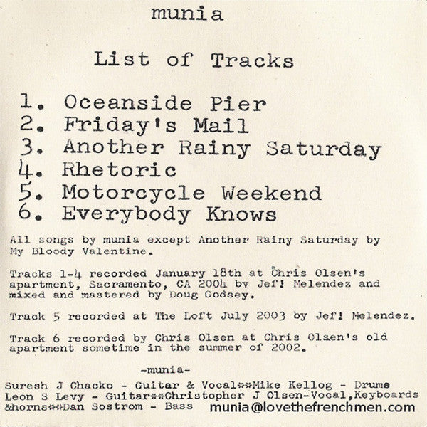 Munia : Munia (CDr, Mini, EP)