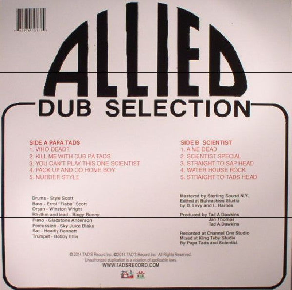 Scientist Vs Tad A. Dawkins : Allied Dub Selection (LP, Album, RE)